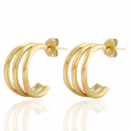 Oorbellen van Stainless steel Roestvrij staal (RVS) oorstekers creolen Goud