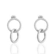 Oorbellen van Stainless steel Roestvrij staal (RVS) oorstekers ringen Zilver