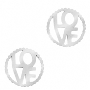 Bedels van Stainless steel Roestvrij staal (RVS) tussenstuk "LOVE" Zilver