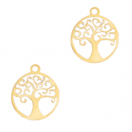 Bedels van Stainless steel Roestvrij staal (RVS) tree of life Goud