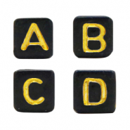 Acryl letterkralen mix Black-gold