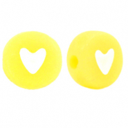 Acryl letterkralen mix hartjes Yellow iris