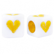 Acryl letterkralen heart White-gold