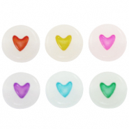 Acryl letterkralen heart glow-in-the-dark Off white-multicolour