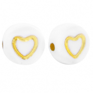Acryl letterkralen heart White-gold