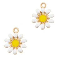 Basic quality metaal bedel flower Goud-wit