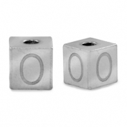 Kralen van stainless steel Roestvrij staal (RVS) letter O Zilver