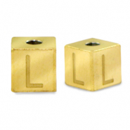 Kralen van stainless steel Roestvrij staal (RVS) letter L Goud