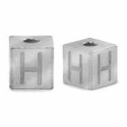 Kralen van stainless steel Roestvrij staal (RVS) letter H Zilver