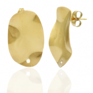 Oorbellen van Stainless steel Roestvrij staal (RVS) oorsteker oval met oogje Goud