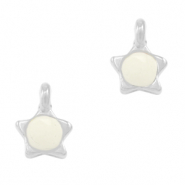 Metaal bedels DQ ster Creamy white-antique silver (nikkelvrij)