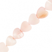 Schelp kralen heart Soft pink