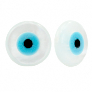 Schelp kralen disc evil eye White