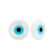 Schelp kralen disc evil eye White