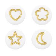 Acryl letterkralen icon mix White-gold