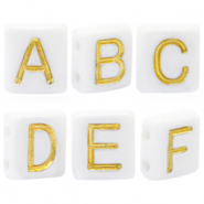 Acryl letterkralen mix White-gold