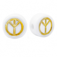 Acryl letterkralen peace White-gold