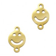 Bedels van Stainless steel Roestvrij staal (RVS) tussenstuk smiley Goud