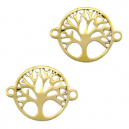 Bedels van Stainless steel Roestvrij staal (RVS) tussenstuk tree of life Goud