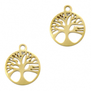Bedels van Stainless steel Roestvrij staal (RVS) tree of life Goud