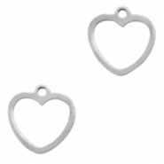 Bedels van Stainless steel Roestvrij staal (RVS) heart Zilver
