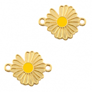 Metaal bedels DQ tussenstuk Daisy Goud-tropical yellow  (nikkelvrij)