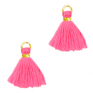 Kwastje 1cm Gold-neon pink