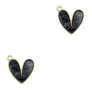 Hangers van Resin heart Gold-anthracite