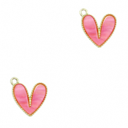 Hangers van Resin heart Gold-pink