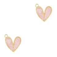 Hangers van Resin heart Gold-light pink