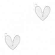 Hangers van Resin heart Silver-off white
