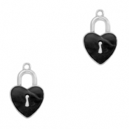 Hangers van Resin lock heart Silver-anthracite