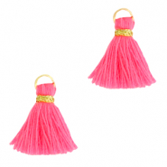 Kwastje 1.5cm Gold-neon pink