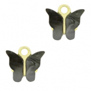 Hangers van Resin butterfly Gold-anthracite