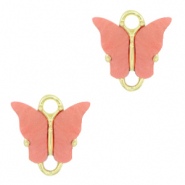 Hangers van Resin tussenstuk butterfly Gold-coral red