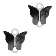 Hangers van Resin tussenstuk butterfly Silver-anthracite