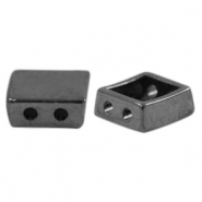 Metaal kralen DQ duo beads vierkant Zilver antraciet (nikkelvrij)