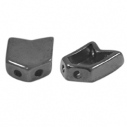 Metaal kralen DQ duo beads pijl Zilver antraciet (nikkelvrij)