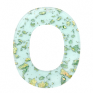 Hangers van Resin ovaal Turquoise blue gold-transparant