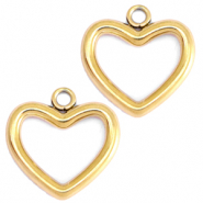 Bedels van Stainless steel Roestvrij staal (RVS) heart Goud