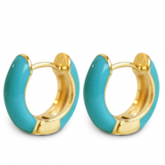 Musthave oorbellen creolen enamel 15mm Turquoise-gold