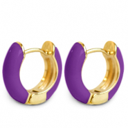 Musthave oorbellen creolen enamel 15mm Purple-gold