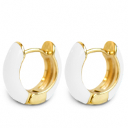 Musthave oorbellen creolen enamel 15mm White-gold