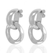 TQ metaal brass oorstekers Silver