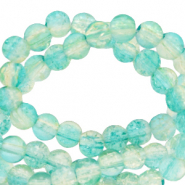 Glaskralen 4 mm crackle Bleached aqua blue
