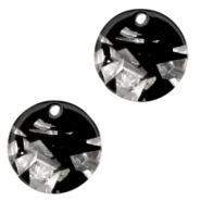 Hangers van resin rond 12mm Silver-black