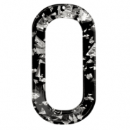 Hangers van resin langwerpig ovaal Silver-black
