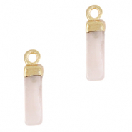 Hangers van natuursteen kwarts tube Rose alabaster crystal-gold