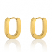 Oorbellen van Stainless steel Roestvrij staal (RVS) oval Goud