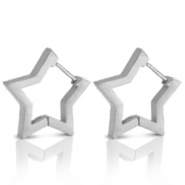 Oorbellen van Stainless steel Roestvrij staal (RVS) star Zilver